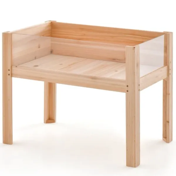Plantningsbænke^Forhøjet højbed, 76×46×61 cm, Naturlig