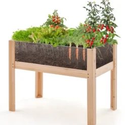 Plantningsbænke^Forhøjet højbed, 76×46×61 cm, Naturlig