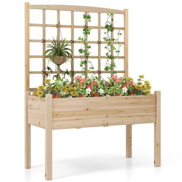 New Forhøjet højbed, 119×61×160 cm, Naturlig Plantningsbænke