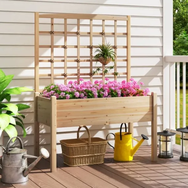New Forhøjet højbed, 119×61×160 cm, Naturlig Plantningsbænke