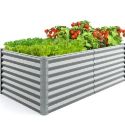 Outlet Forhøjet højbed, 180×91×61 cm, Sølv Plantningsbænke
