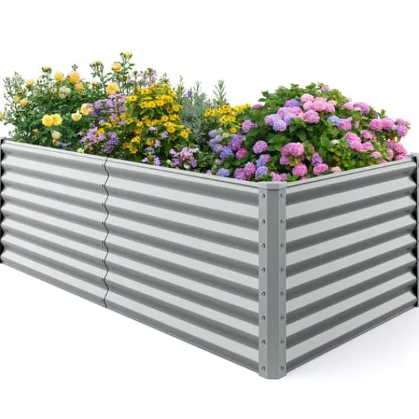 Outlet Forhøjet højbed, 180×91×61 cm, Sølv Plantningsbænke