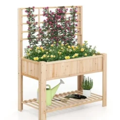 Hot Forhøjet højbed, 114x58x150 cm, Naturlig Plantningsbænke