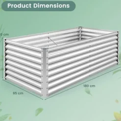 Best Forhøjet højbed, 180x95x60 cm, Sølv Plantningsbænke