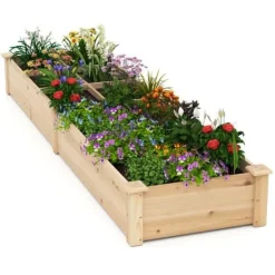 Forhøjet højbedshave, 228x62x25 cm, Naturlig Plantningsbænke