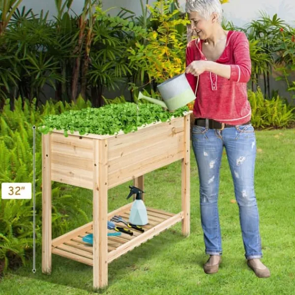 Online Forhøjet køkkenhavebed, 91×41×81 cm, Naturlig Plantningsbænke