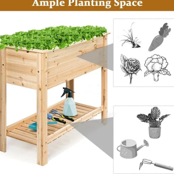 Online Forhøjet køkkenhavebed, 91×41×81 cm, Naturlig Plantningsbænke