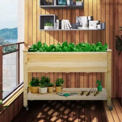 Best Forhøjet plantekasse, 121×60×84 cm, Natur Plantningsbænke
