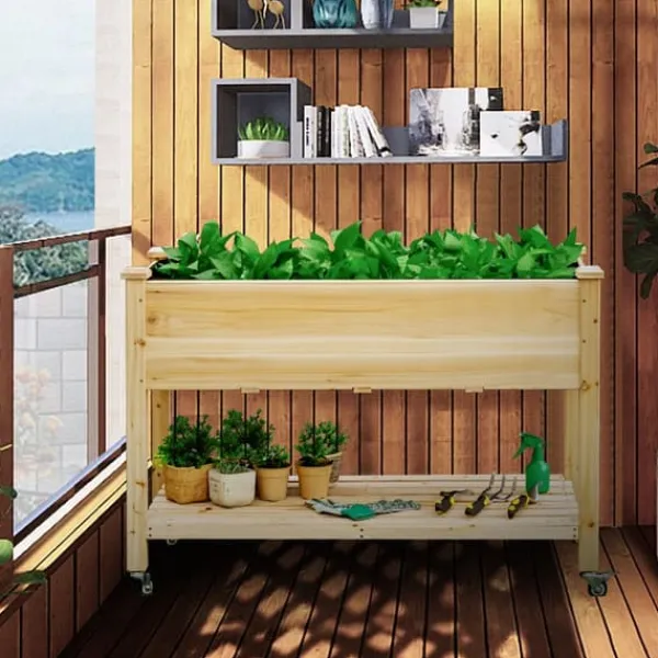 Best Forhøjet plantekasse, 121×60×84 cm, Natur Plantningsbænke