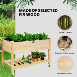 Best Forhøjet plantekasse, 121×60×84 cm, Natur Plantningsbænke