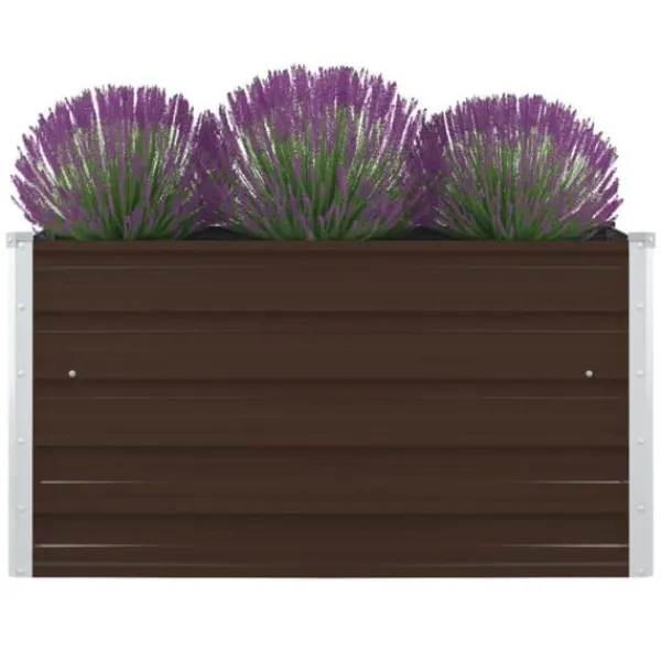 Krukker & Plantebeholdere^Forhøjet plantekasse 100 x 100 x 45 cm galvaniseret stål brun - Hævet Havekasse - Hævet Havekasser - Home & Living