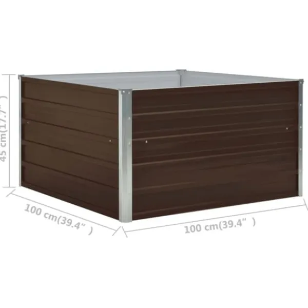 Krukker & Plantebeholdere^Forhøjet plantekasse 100 x 100 x 45 cm galvaniseret stål brun - Hævet Havekasse - Hævet Havekasser - Home & Living