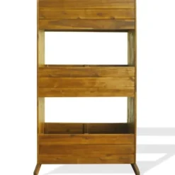 Discount Forhøjet plantekasse i 3 etager - Massivt akacietræ | Farve: Naturlig | Størrelse: 90x40x80 cm Plantestativer