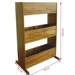 Discount Forhøjet plantekasse i 3 etager - Massivt akacietræ | Farve: Naturlig | Størrelse: 90x40x80 cm Plantestativer