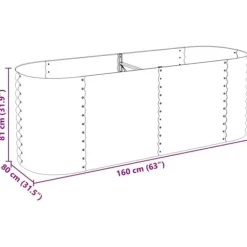 New Forhøjet plantekasse i galvaniseret stål - Optimal til udendørs brug | Størrelse: 240x80x81 cm | Farve: Grå Plantningsbænke