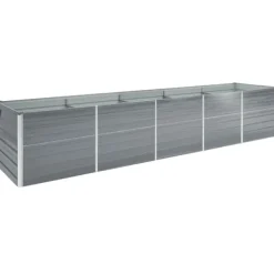 Plantningsbænke^Forhøjet plantekasse i galvaniseret stål - Haveplantekasse | Størrelse: 400x80x45 cm | Farve: Grå