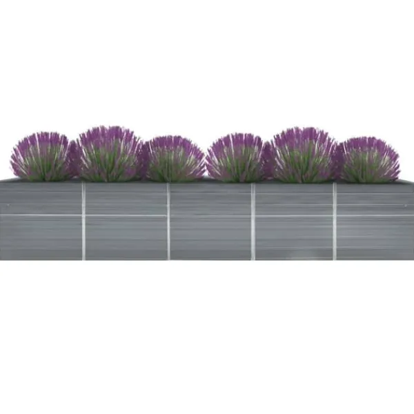 Plantningsbænke^Forhøjet plantekasse i galvaniseret stål - Haveplantekasse | Størrelse: 400x80x45 cm | Farve: Grå