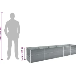 Plantningsbænke^Forhøjet plantekasse i galvaniseret stål - Haveplantekasse | Størrelse: 400x80x45 cm | Farve: Grå