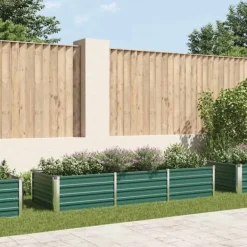 Plantningsbænke^Forhøjet plantekasse i galvaniseret stål - Størrelse: 240x80x45 cm | Farve: Grøn