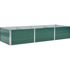 Plantningsbænke^Forhøjet plantekasse i galvaniseret stål - Størrelse: 240x80x45 cm | Farve: Grøn