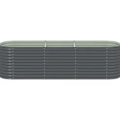 Discount Forhøjet plantekasse i galvaniseret stål - Udendørs-gartneri | Størrelse: 320x80x81 cm | Farve: Grå Krukker & Plantebeholdere