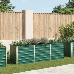 Forhøjet plantekasse i galvaniseret stål - Perfekt til haven | Størrelse: 240x80x77 cm | Farve: Grøn Plantningsbænke