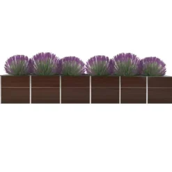 Best Forhøjet plantekasse i galvaniseret stål - Havemøbel | Størrelse: 480x80x77 cm | Farve: Brun Plantningsbænke