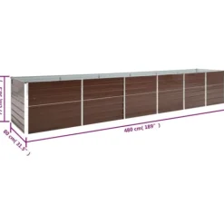Best Forhøjet plantekasse i galvaniseret stål - Havemøbel | Størrelse: 480x80x77 cm | Farve: Brun Plantningsbænke
