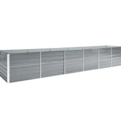Plantningsbænke^Forhøjet plantekasse i galvaniseret stål - Ideel til haven | Størrelse: 480x80x77 cm | Farve: Grå