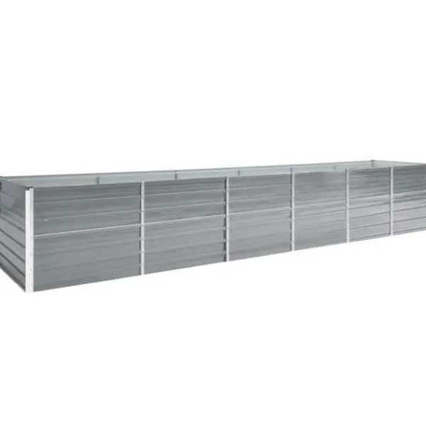 Plantningsbænke^Forhøjet plantekasse i galvaniseret stål - Ideel til haven | Størrelse: 480x80x77 cm | Farve: Grå