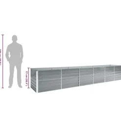 Plantningsbænke^Forhøjet plantekasse i galvaniseret stål - Ideel til haven | Størrelse: 480x80x77 cm | Farve: Grå