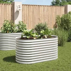 New Forhøjet plantekasse i galvaniseret stål - Dybde 160x80x81 cm | Farve: Sølv Plantningsbænke