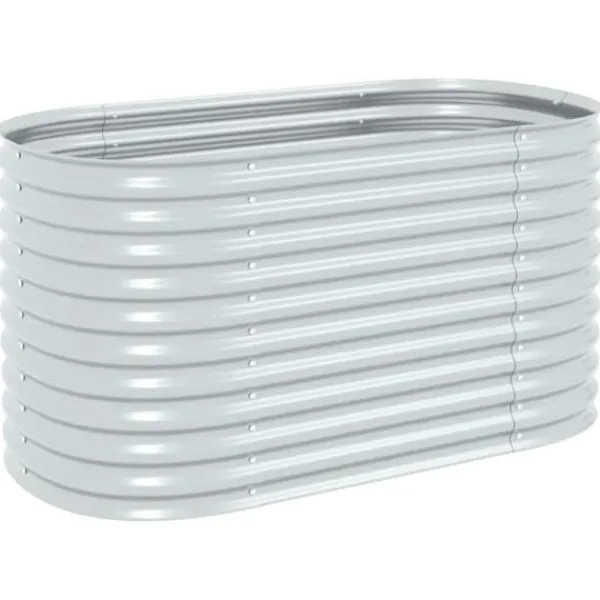 New Forhøjet plantekasse i galvaniseret stål - Dybde 160x80x81 cm | Farve: Sølv Plantningsbænke