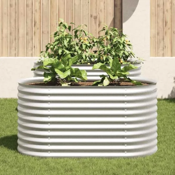 New Forhøjet plantekasse i galvaniseret stål - Dybde 160x80x81 cm | Farve: Sølv Plantningsbænke