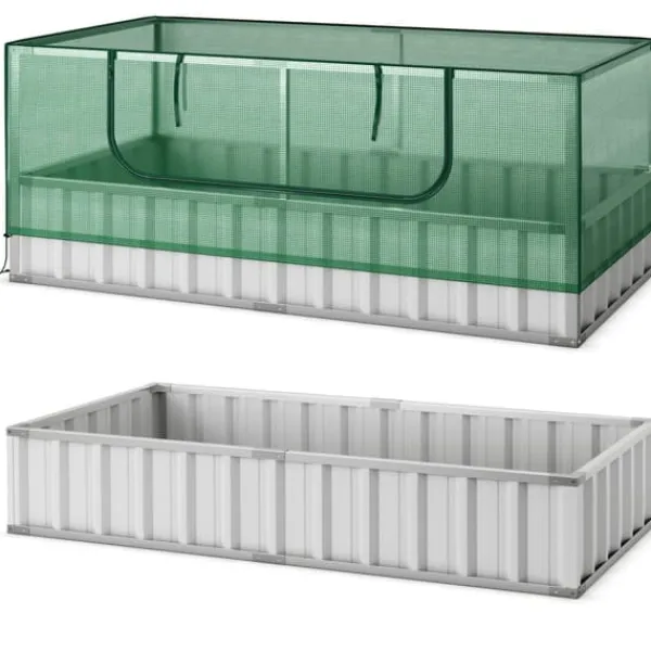 Drivhus^Forhøjet plantekasse med drivhusovertræk, 175×91×71 cm, grøn og sølv
