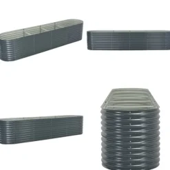 Plantningsbænke^Forhøjet plantekasse 400x80x81 cm galvaniseret stål grå - Plantekasse - Plantekasser - Home & Living
