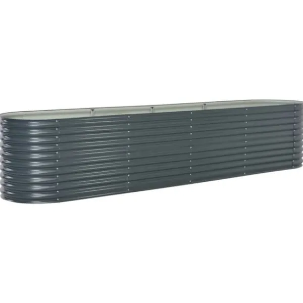 Plantningsbænke^Forhøjet plantekasse 400x80x81 cm galvaniseret stål grå - Plantekasse - Plantekasser - Home & Living