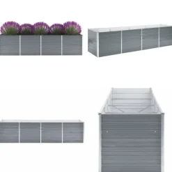 Forhøjet plantekasse 320x80x77 cm galvaniseret stål grå - Plantekasse - Plantekasser - Home & Living Krukker & Plantebeholdere