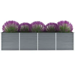 Forhøjet plantekasse 320x80x77 cm galvaniseret stål grå - Plantekasse - Plantekasser - Home & Living Krukker & Plantebeholdere