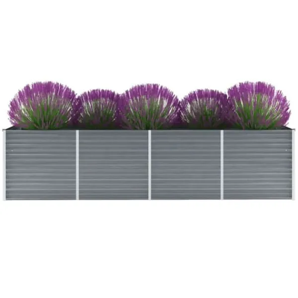 Forhøjet plantekasse 320x80x77 cm galvaniseret stål grå - Plantekasse - Plantekasser - Home & Living Krukker & Plantebeholdere
