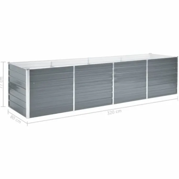 Forhøjet plantekasse 320x80x77 cm galvaniseret stål grå - Plantekasse - Plantekasser - Home & Living Krukker & Plantebeholdere