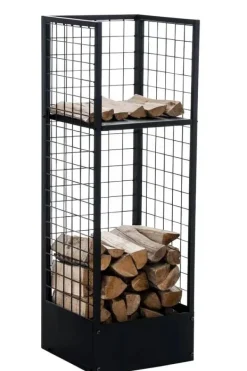 Tilbehør Til Brændeovne & Pejse^Forrest Firewood Rack - Black Metal, 40x40x120 cm
