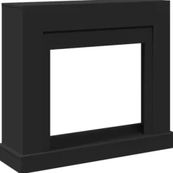 Pejse^Forsats til pejs i konstrueret træ - Sikkerhedsbarriere | Farve: Sort | Størrelse: 100x30x87,5 cm