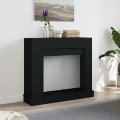 Pejse^Forsats til pejs i konstrueret træ - Sikkerhedsbarriere | Farve: Sort | Størrelse: 100x30x87,5 cm