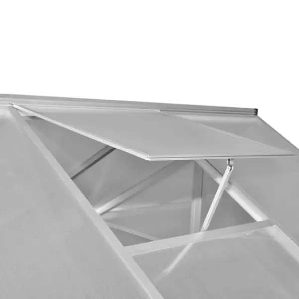 Drivhus^Forstærket drivhus med bundramme - Rummeligt 4,6 m² | Farve: Aluminium