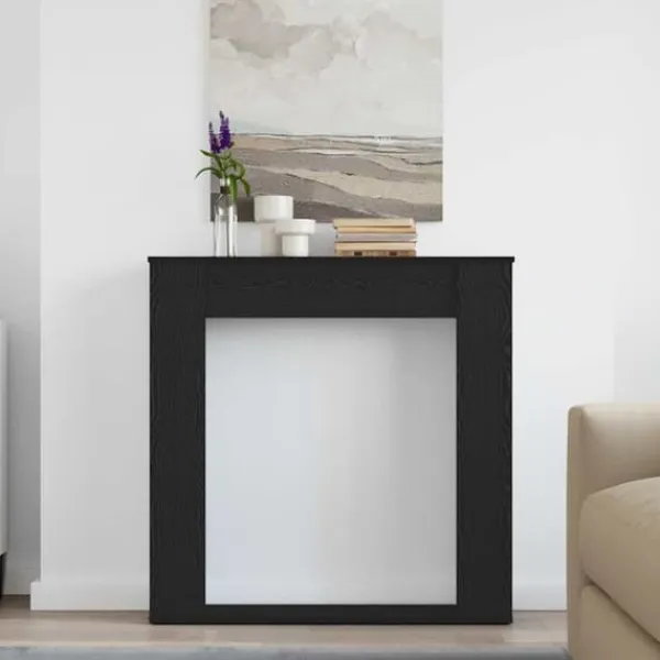 Pejse^Fortsat til pejs - Slidstærk hylde til LED-flamme | Farve: Sort | Størrelse: 100x20x100 cm
