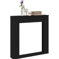 Pejse^Fortsat til pejs - Slidstærk hylde til LED-flamme | Farve: Sort | Størrelse: 100x20x100 cm