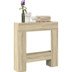 Online Fortsats til pejs - Dekorativ hylde til LED-flamme | Størrelse: 81x18x82 cm | Farve: Sonoma-eg Pejse