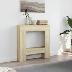 Online Fortsats til pejs - Dekorativ hylde til LED-flamme | Størrelse: 81x18x82 cm | Farve: Sonoma-eg Pejse