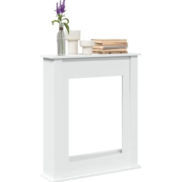 Sale Fortsats til pejs - Dekorativ hylde til LED-flamme | Mål: 75x20x87,5 cm | Farve: Hvid Pejse